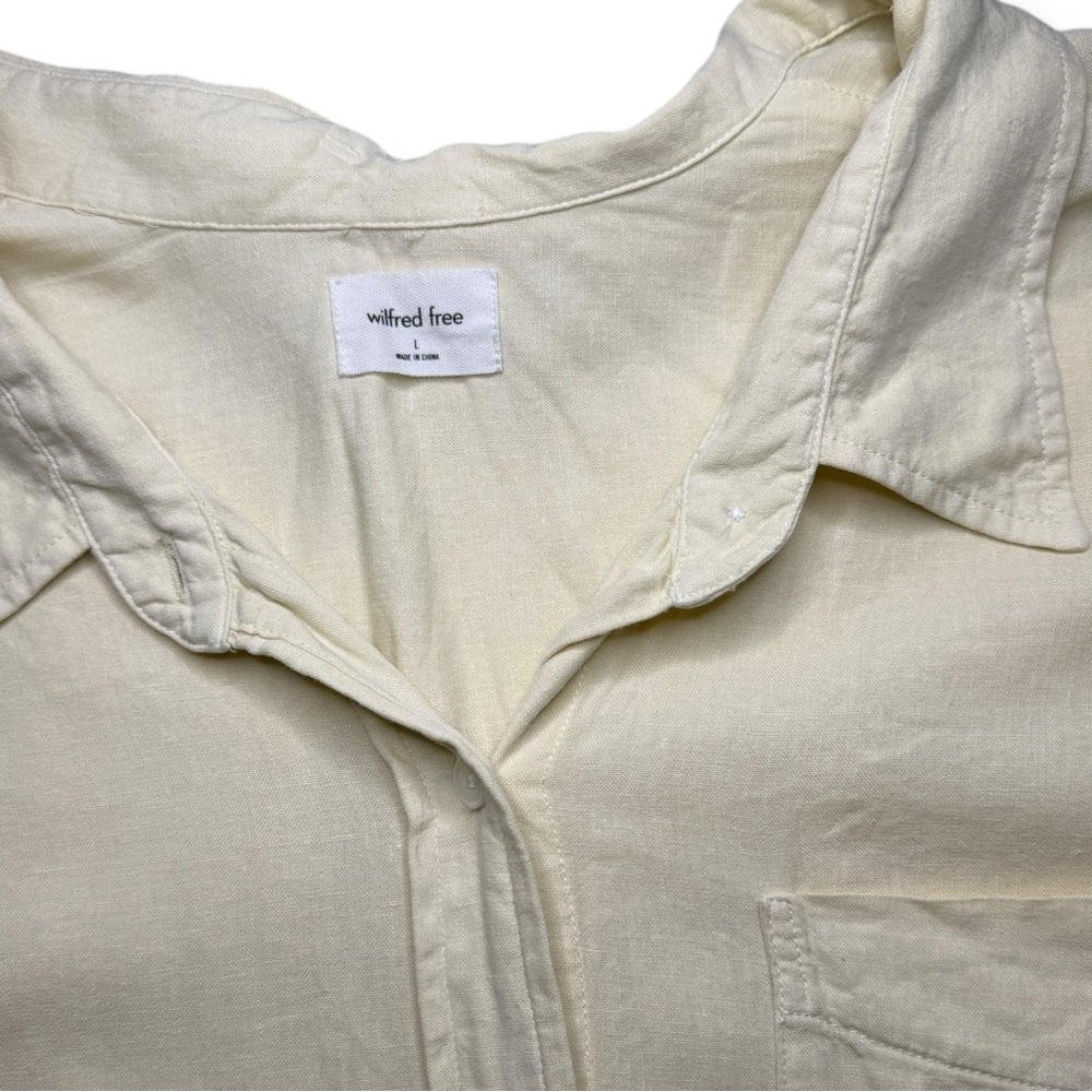 Aritzia Wilfred Free Yellow Cream Button Down Shirt Large - Picture 3 of 3